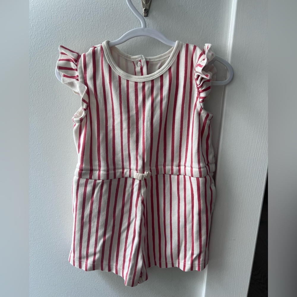 Pehr Red and White Striped romper 12-24 months